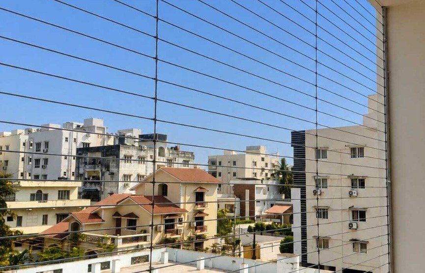 Invisible grills for balcony in hyderabad | pigeon net for balcony